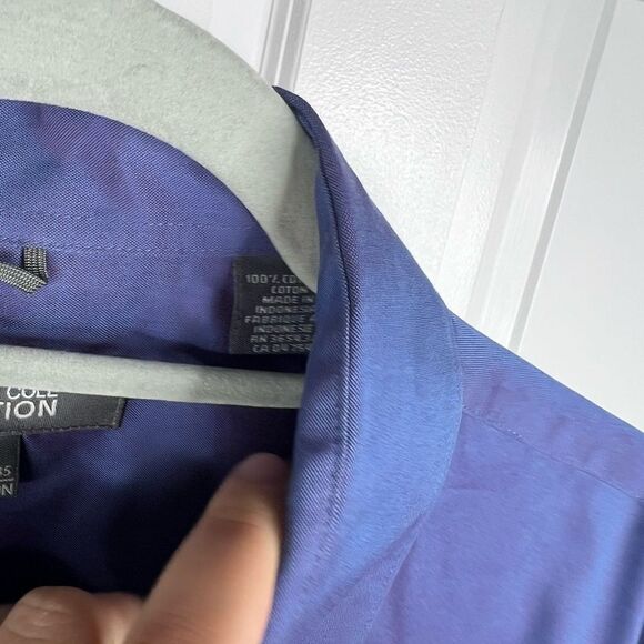 Sz XL Kenneth Cole XL 17.5 Collar Blue Purple Reflective Dress Up Shirt $60 MSRP - Picture 10 of 12